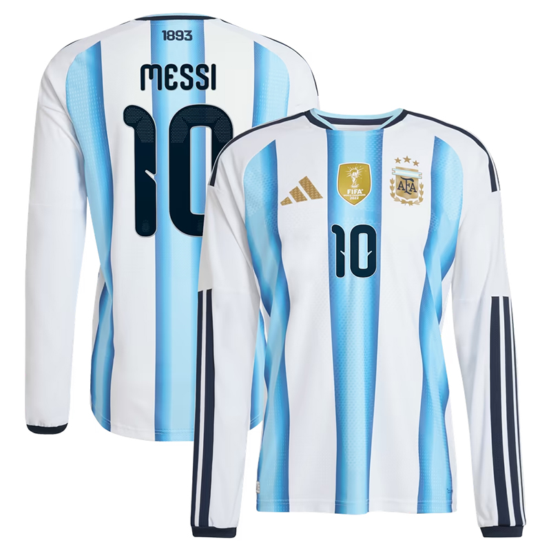 Camiseta auténtica de local de Argentina adidas 2026 - Manga larga con estampado de Messi 10